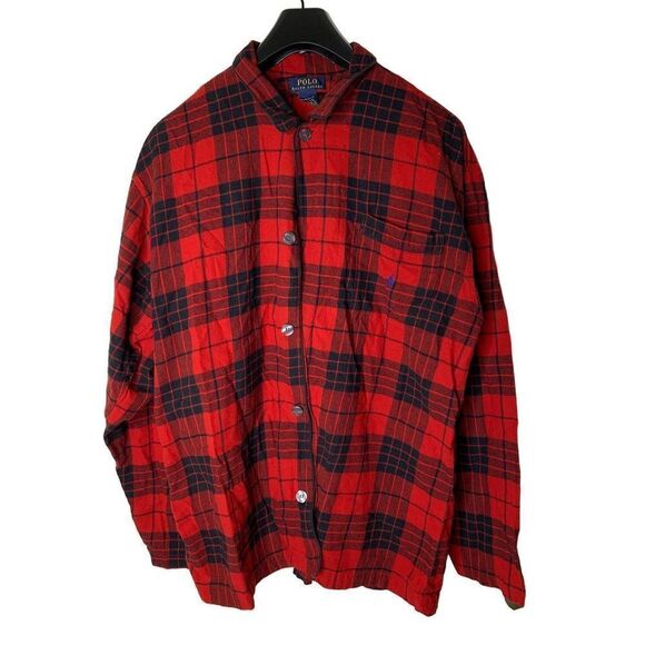 Polo Ralph Lauren Flannel pajama sleeping top button down shirt size large - Picture 1 of 4